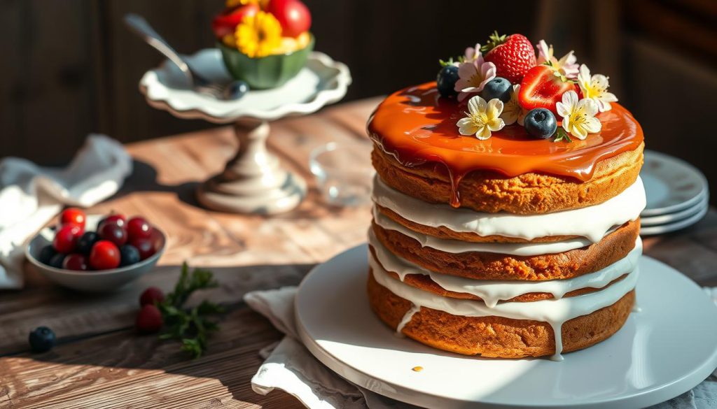 old fashioned cake made with sugar syrup